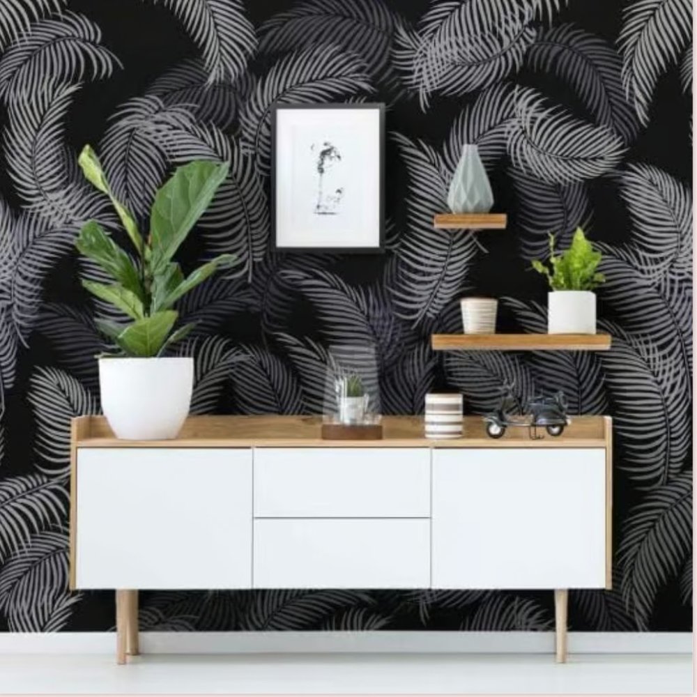 NWT Palm/feather 3-piece wall stencil kit